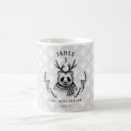 Caneca De Café Monograma Festivo Feriado Panda Bear Etching Famil