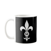 Monograma Fleur De Lis Moderno, preto e branco sim