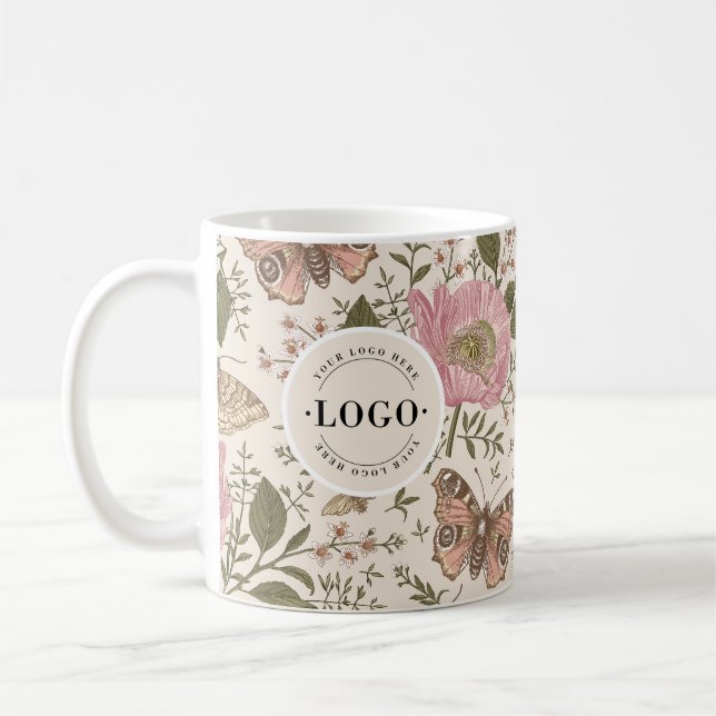 Caneca De Café Monograma Floral Botânico de Flores Silvestres Mod (Esquerda)