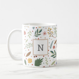 Caneca De Café Monograma floral de Dainty