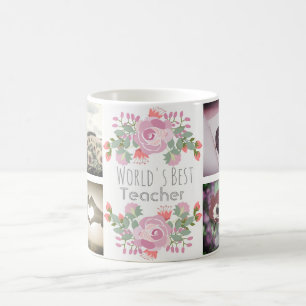 Caneca De Café Monograma floral e imagens