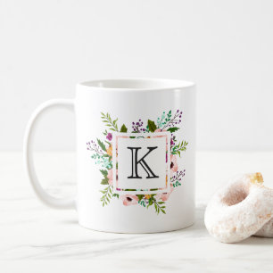 Caneca De Café Monograma Floral Flourish