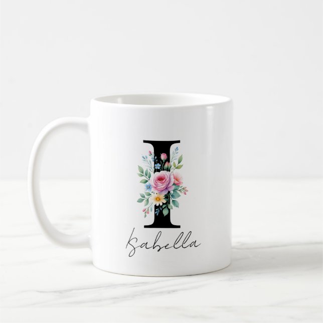 Caneca De Café Monograma Floral – Letra I (Esquerda)