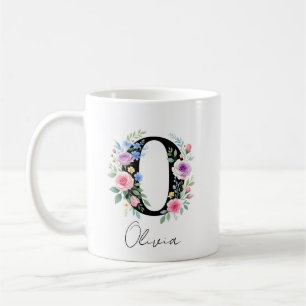 Caneca De Café Monograma Floral – Letra O