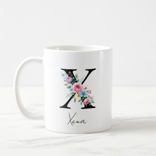 Caneca De Café Monograma Floral – Letra X