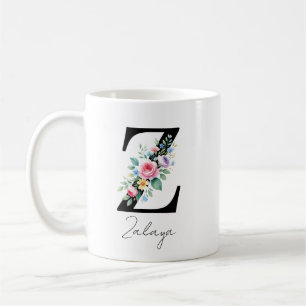 Caneca De Café Monograma Floral – Letra Z