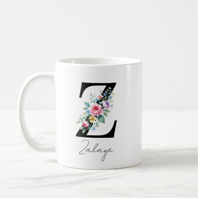 Caneca De Café Monograma Floral – Letra Z (Esquerda)
