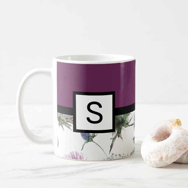 Caneca De Café Monograma Floral Puro (Com Donut)