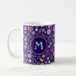 Caneca De Café Monograma Floral Whimsical Boho Pattern Mug