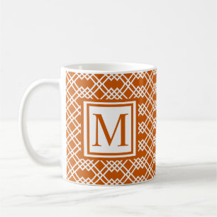 Caneca De Café Monograma Geométrico de Latite Moderna - Laranja Q