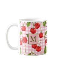 Monograma - Gingham Rosa e Cereries Mug