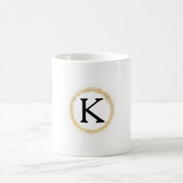 Caneca De Café Monograma Glitz Dourado