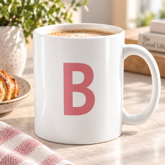 Caneca De Café Monograma Grande Letra Rosa Suave Moderna Rosa