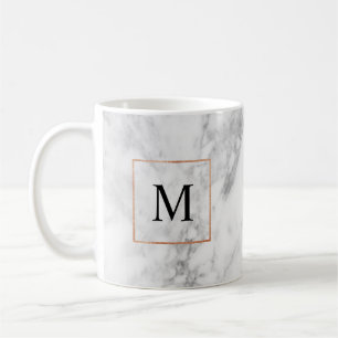Caneca De Café Monograma inicial da borda da esmerilada Marble e 