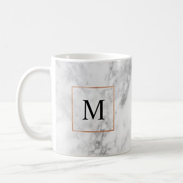 Caneca De Café Monograma inicial da borda da esmerilada Marble e  (Esquerda)