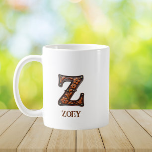 Caneca De Café Monograma Inicial de Couro Ocidental Trabalhado Z