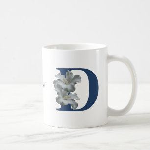 Caneca De Café Monograma Inicial de Flor de Hibisco Personalizado