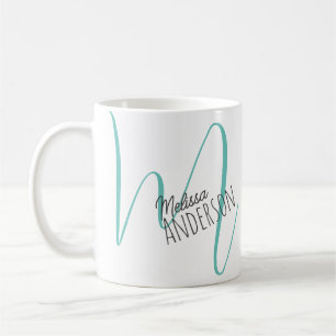 Caneca De Café Monograma Inicial do Nome Moderno Personalizado