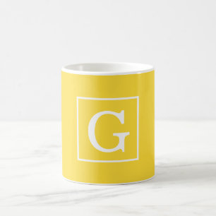 Caneca De Café Monograma Inicial do Pineapple Amarelo