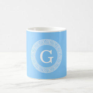 Caneca De Café Monograma inicial do Quadro chave grego Whit