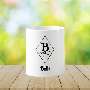 Caneca De Café Monograma Inicial Geométrico Elegante B