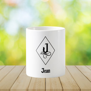 Caneca De Café Monograma Inicial Geométrico Elegante J