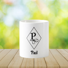 Caneca De Café Monograma Inicial Geométrico Elegante P