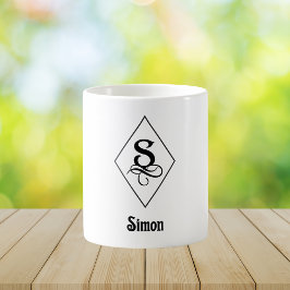 Caneca De Café Monograma Inicial Geométrico Elegante S