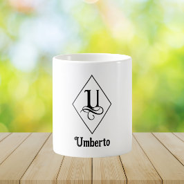 Caneca De Café Monograma Inicial Geométrico Elegante U