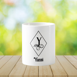 Caneca De Café Monograma Inicial Geométrico Elegante Y