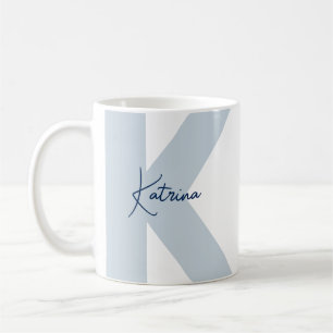 Caneca De Café Monograma Inicial Manuscrito Oversized Moderno