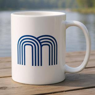 Caneca De Café Monograma Inicial Monogramada Azul Moderna Simples
