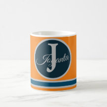 Monograma laranja cinza azul personalizado Elegant