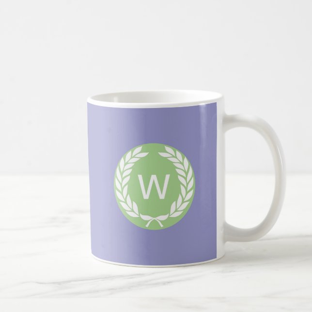 Caneca De Café Monograma Laurel Leaf Wreath (Direita)