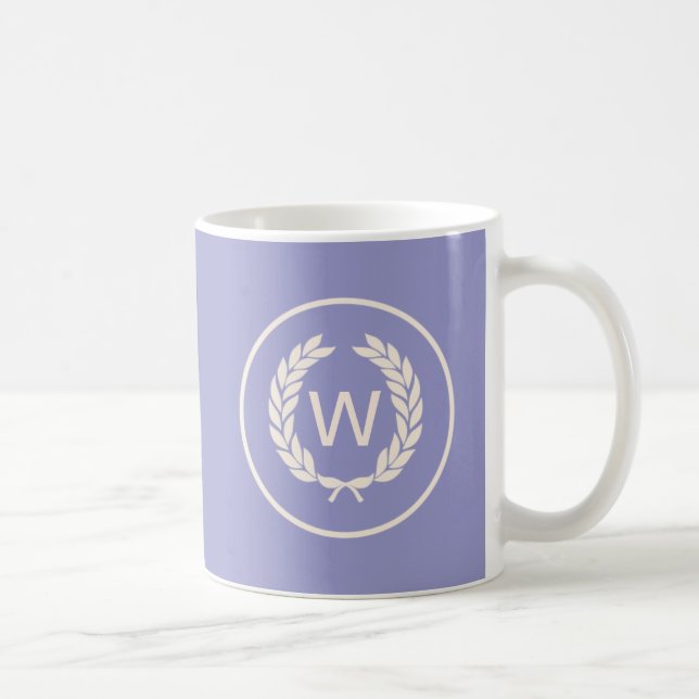 Caneca De Café Monograma Laurel Leaf Wreath (Direita)