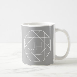Caneca De Café Monograma Legal, Estilo de Logo Hip Vibe Cinza e