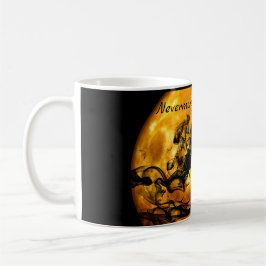 Caneca De Café Monograma Legal "Nevermore" Raven Halloween