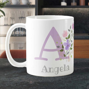 Caneca De Café Monograma - Letra A & Nome Cristão