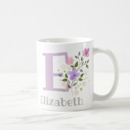 Caneca De Café Monograma - Letra E & Nome Cristão