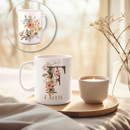 Caneca De Café Monograma - Letra F Rustic Floral