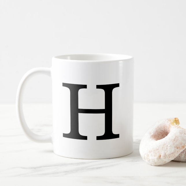 Caneca De Café Monograma - Letra H Classic Mug, 11 oz (Com Donut)
