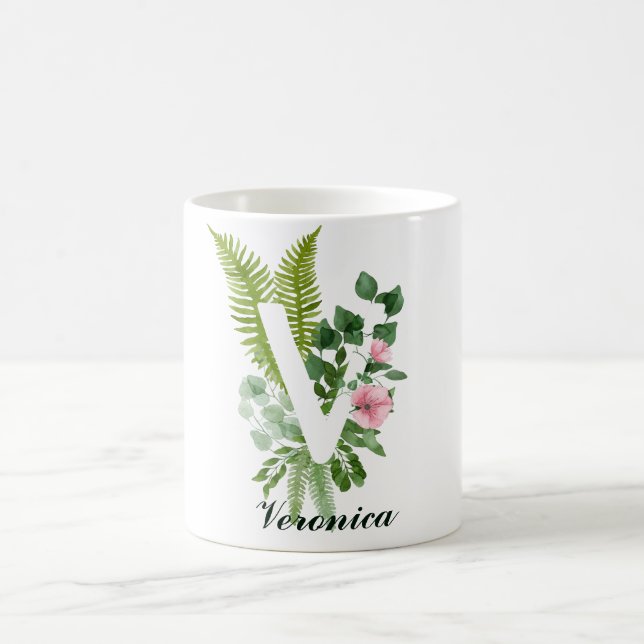 Caneca De Café Monograma - Letra Inicial V | Nome Personalizado M (Centro)