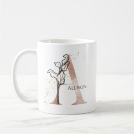 Caneca De Café Monograma - Letra Moderna Inicial A Boho Personali