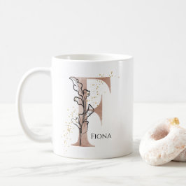 Caneca De Café Monograma - Letra Moderna Inicial F Boho Personali