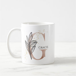 Caneca De Café Monograma - Letra Moderna Inicial G Boho Personali
