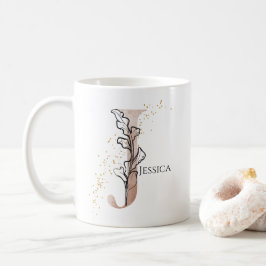 Caneca De Café Monograma - Letra Moderna Inicial J Boho Personali