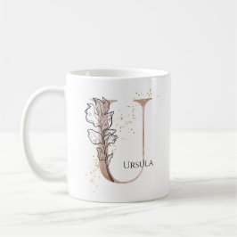 Caneca De Café Monograma - Letra Moderna Inicial U Boho Personali