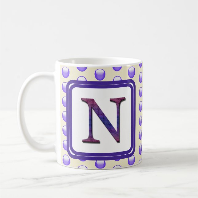 Caneca De Café Monograma - Letra N Azul - Nome inicial (Esquerda)