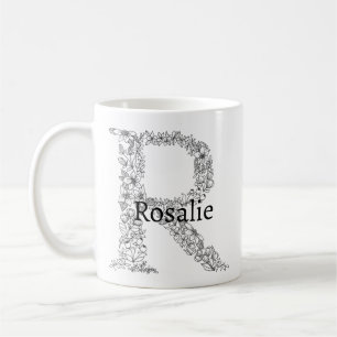 Caneca De Café Monograma - Letra R Preta - Forma Botânica