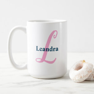 Caneca De Café Monograma - Letra Rosa Personalizada - Nome Person